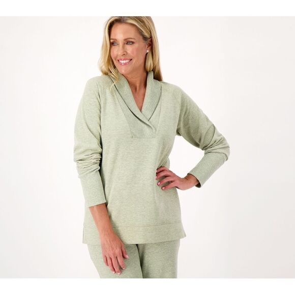 Encore by Idina Menzel Women's Top Sz XL Shawl Collar Raglan Green A518986 - Picture 1 of 4